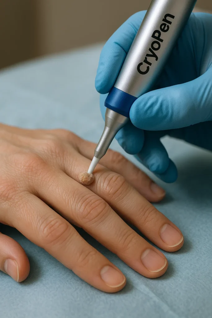 example of cryopen wart removal Richmond treatment on a persons finger