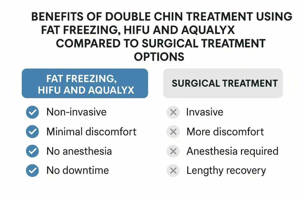 Graphic about the benefits of double chin treatment Richmond - from LA LIPO