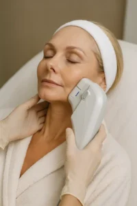 Woman receiving HIFU non surgical facelift treatment Richmond