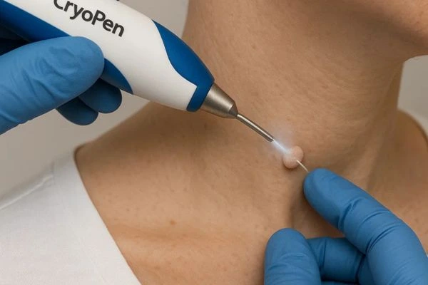 Person receiving Cryotherapy skin tag removal Richmond