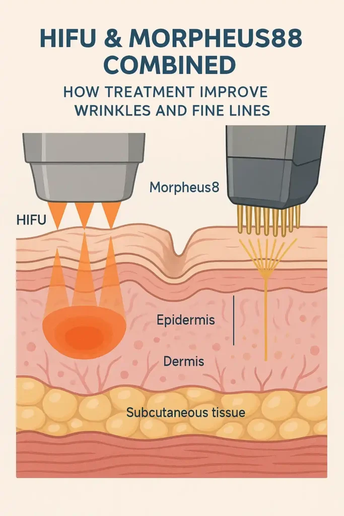 Diagram showing HIFU & Morpeus8 Richmond and the benefits for reduction in wrinkles and fine lines