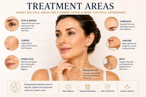 Areas of treatment for the ultimate lift tighten treatment Richmond